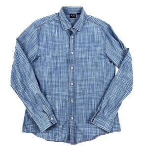 Armani Exchange Button Down Shirt Mens Medium 100% Cotton Luxury